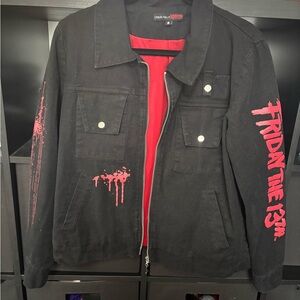 Dolls Kill Black Jacket with Red Graphic Lining